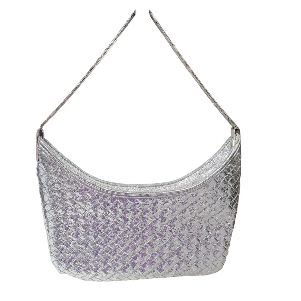 Ariteration Silver Metallic Evening Bag Y2K Disco Party Prom Shoulder Purse Glam